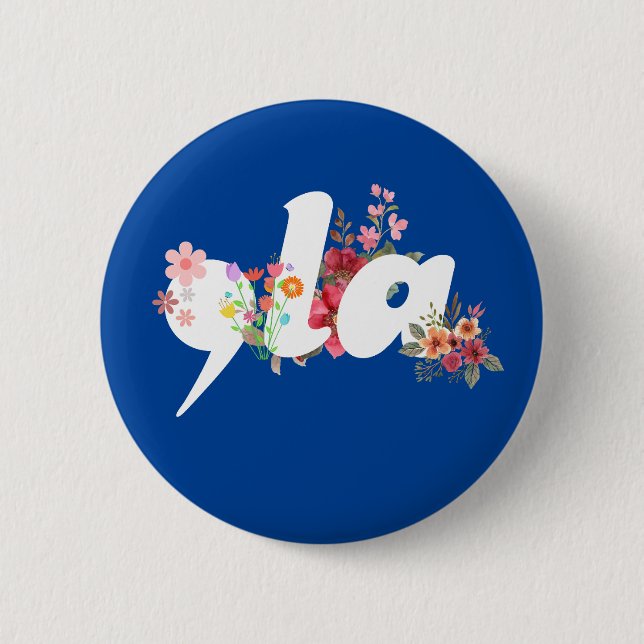 Comma la Floral Kamala Harris Präsident Blume Button (Vorderseite)