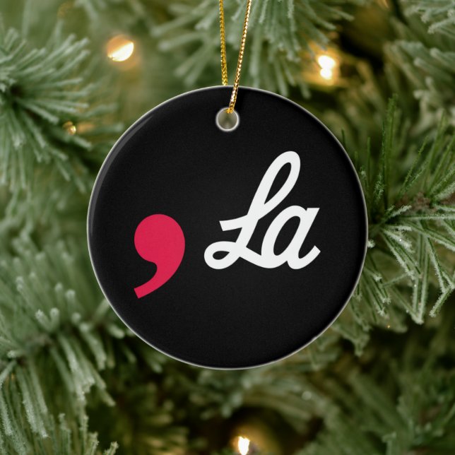 Comma La Funny Punctuation Kamala Harris Keramik Ornament (Baum)