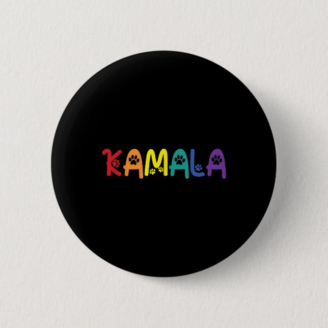 Comma La Harris Funny Cat Lettering Lgbt Rainbow F Button (Vorderseite)