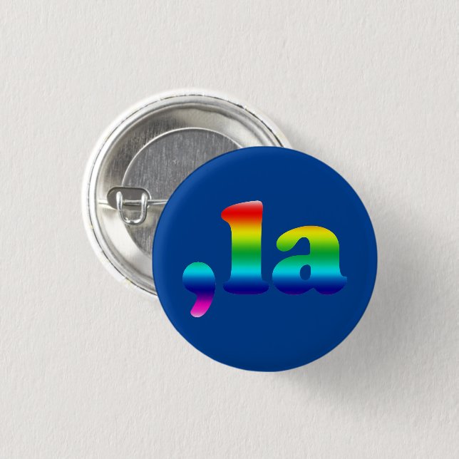 Comma La kamala Aussprache Regenbogen Stolz blau Button (Vorne & Hinten)