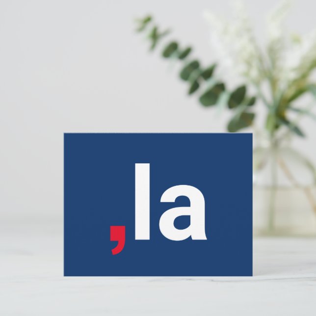 Comma La kamala lustige Aussprache rot-blau Postkarte (Stehend Vorderseite)