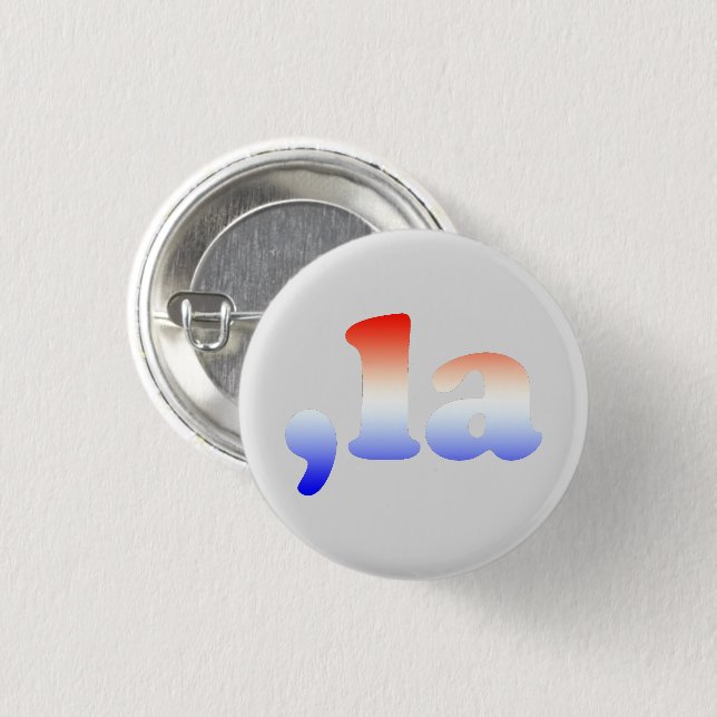 Comma La kamala Rot-Blau Typografie grau Button (Vorne & Hinten)