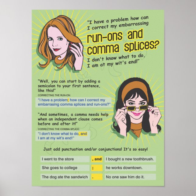 Comma Splices und Run-Ons Poster (Vorne)