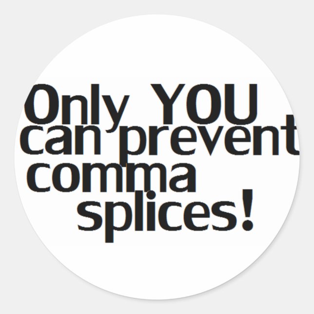 'Comma Splices' Whitecker Runder Aufkleber (Vorderseite)