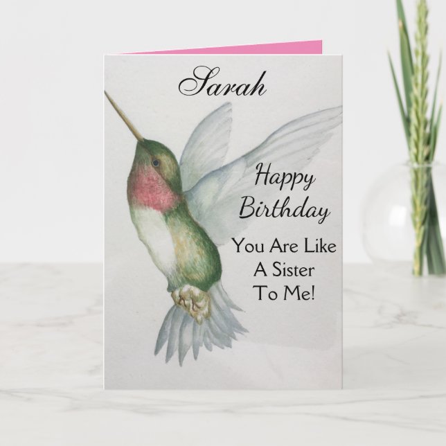 Comme Une Soeur Anniversaire HummingBird Carte De  (Devant)