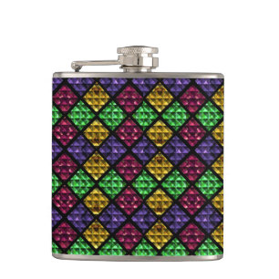 Commedia dell'Arte Harlequin Jewel Box Flachmann