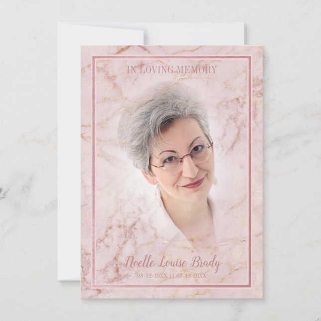 Commemorative Celebration of Life Pink Faux Marble (Vorderseite)