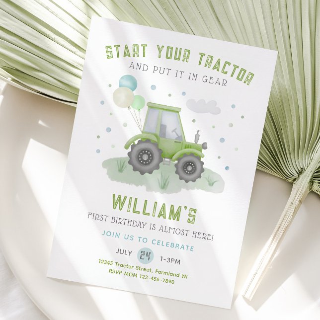 Commencer votre tracteur Invitation d'anniversaire (Tractor Birthday Invitation)