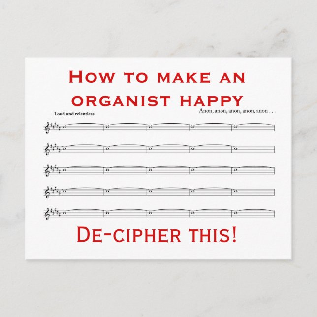 Comment faire une carte postale heureuse organiste (Devant)