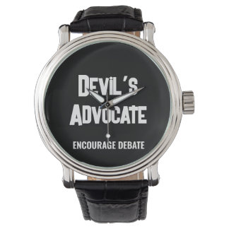 Comment Schwarz-weiß text Devil's Advocate Debate Armbanduhr