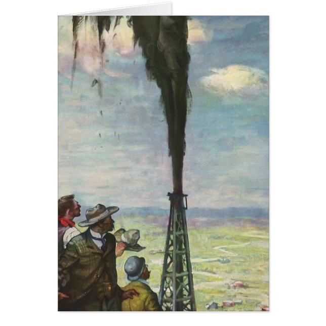 Commerce vintage, puits de pétrole avec les travai (Devant)