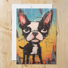 Commical and Whimsical Boston Terrier Dog Feiertagskarte