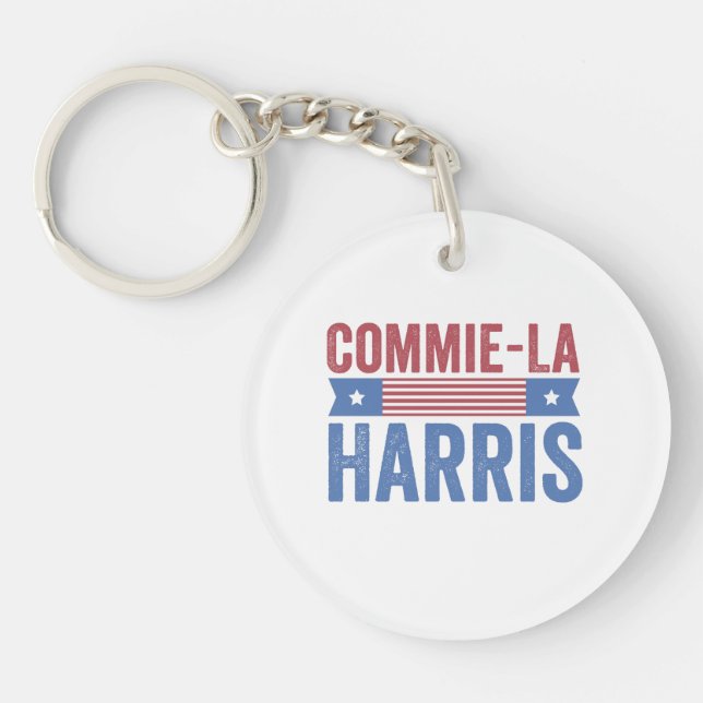 Commie-La Harris 2024 Funny Anti Kamala Harris Schlüsselanhänger (Vorderseite)
