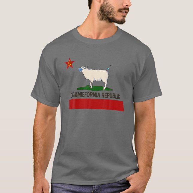 Commiefornia Republic California State Flag Funny T-Shirt (Vorderseite)