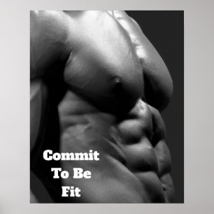 Commit to be Fit Gym Wall & Fitness Poster - Abs.