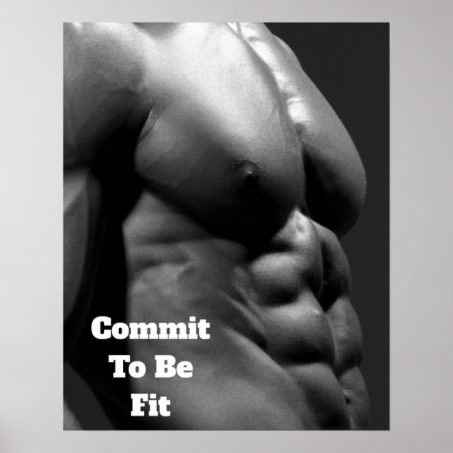 Commit to be Fit Gym Wall & Fitness Poster - Abs. (Vorne)