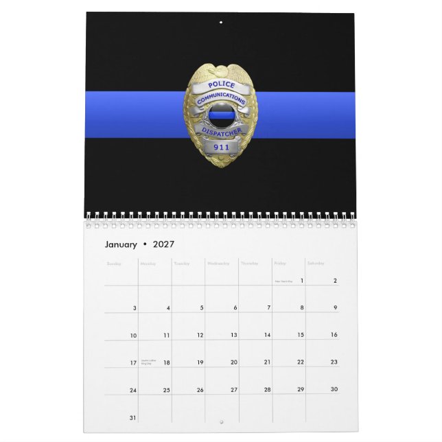 Commo 911 Expédition Léger Ligne Bleue Calendrier (Jan 2027)