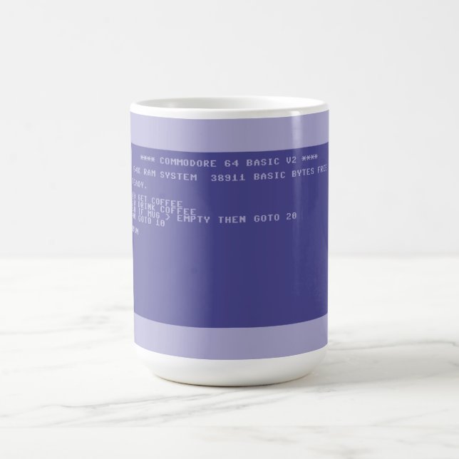 Commodore 64 Trinke Kaffee Basic-Programm-Bildschi Kaffeetasse (Mittel)