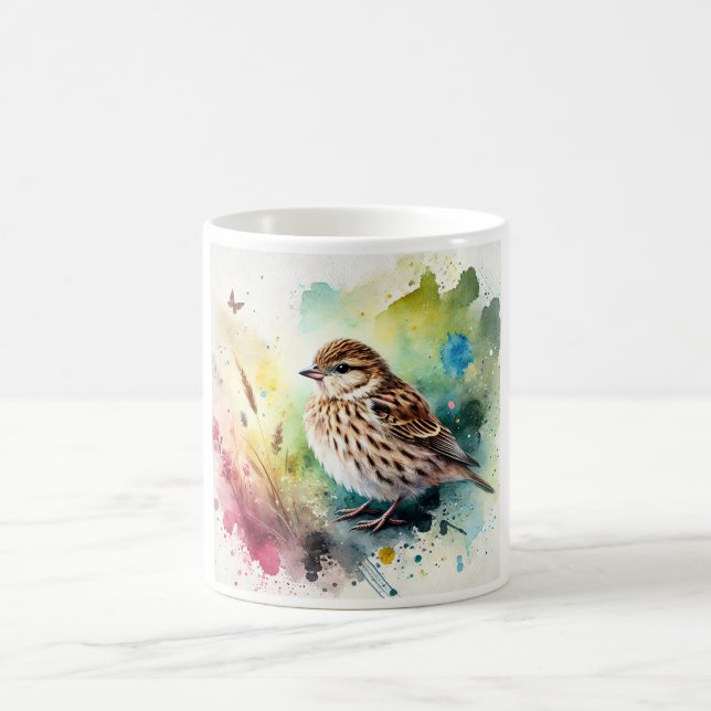 Common Linnet 210724AREF102 - Watercolor Kaffeetasse (Mittel)