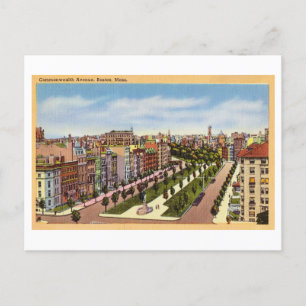 Commonwealth Avenue, Boston, Mass, Vintage Travel Postkarte