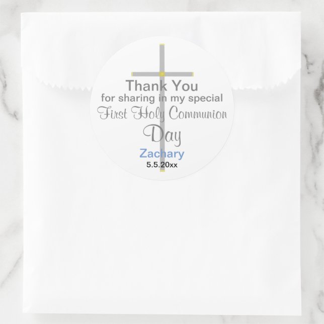 Communion Boy Danke, dass ihr Round Stickers (Tasche)