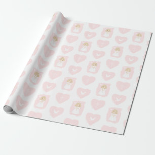 Communion Dove Blonde Girl Geschenkpapier
