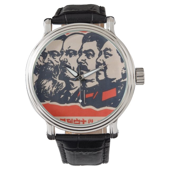 Communist Heads Propaganda Chairman Mao Stalin Armbanduhr (Vorderseite)