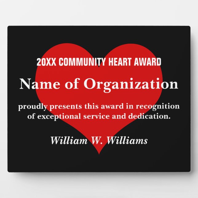 Community Heart Volunteer Award Fotoplatte (Vorderseite)