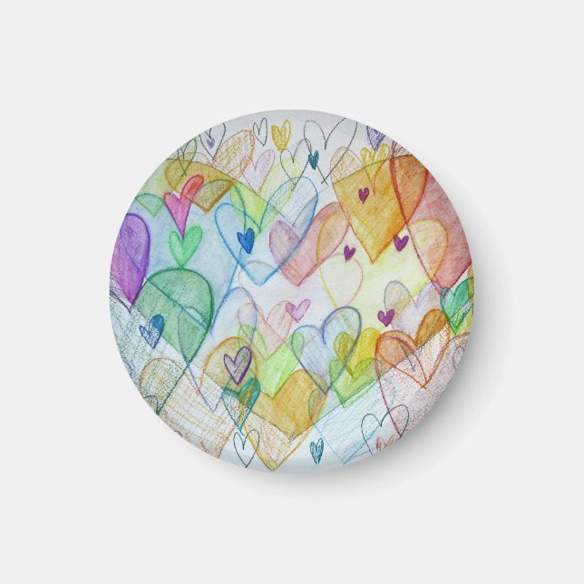 Community Hearts Art Rainbow Fridge Magnets (Devant)