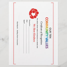 Community Kindness Certificate 8.5x11 Letterhead Briefbogen