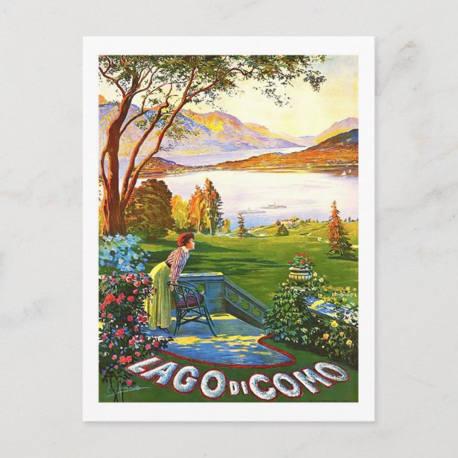Como Lake Italien Vintage Postkarte (Vorderseite)