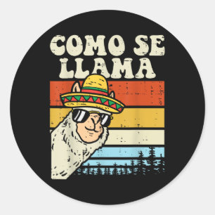 Como Se Llama Funny Cinco De Mayo Mexican Alpaca A Runder Aufkleber
