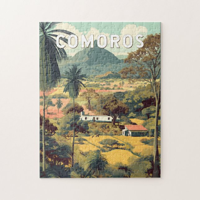 Comoros Illustration Travel Art Vintage (Vertikal)