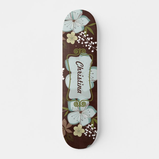 Comp Skateboard Hawaiian Blue Blume (Vorne)