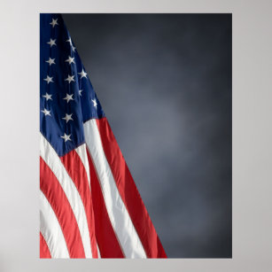 COMPACT FOTO BACKDROP - US-Flagge auf Grau Blau Poster