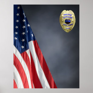 COMPACT POLICE FOTO BACKDROP - Flag und Abzeichen Poster