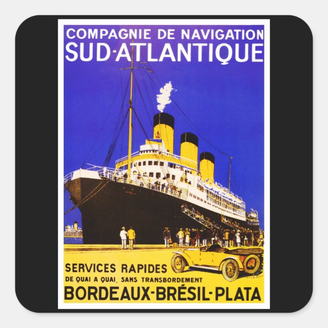 Compagnie De Navigation Sud Atlantique Quadratischer Aufkleber (Vorderseite)