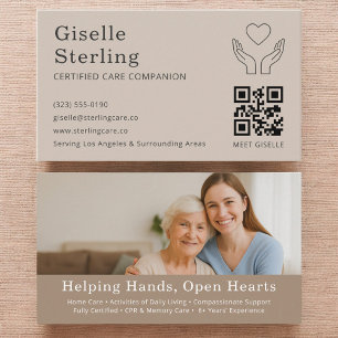 Companion Caregiver QR Code Senior Support Service Visitenkarte