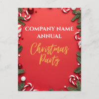 Company Christmas Party Red Candy Cane Einladung
