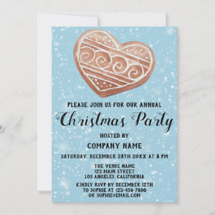 Company Holiday Weihnachten Party Heart Blue Snow Einladung