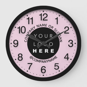 Company Logo Abstract Pink Pastel SPA Name Slogan Große Wanduhr