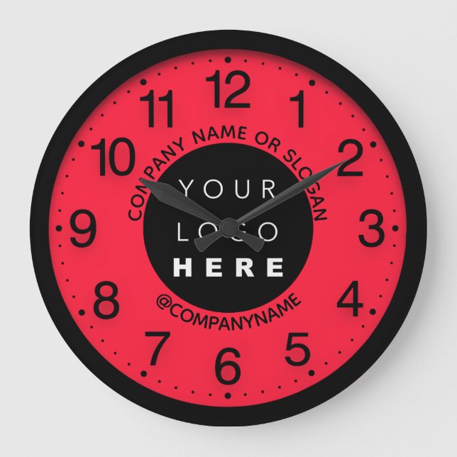 Company Logo Abstract Red Black SPA Name Slogan  Große Wanduhr (Vorderseite)