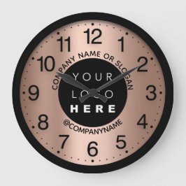 Company Logo Abstract Rose Gold Name Slogan Große Wanduhr