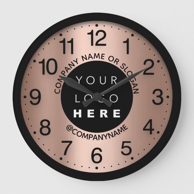 Company Logo Abstract Rose Gold Name Slogan Große Wanduhr (Vorderseite)