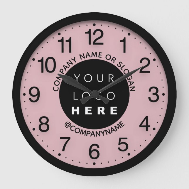 Company Logo Abstract Rose Pastel SPA Name Slogan  Große Wanduhr (Vorderseite)
