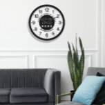 Company Logo Black White Silver Name Slogan   Große Wanduhr<br><div class="desc">Unique minimal and decorative 
Corresponds to actual fashion trend in home decor.
You can change the shape and color of the hand.</div>