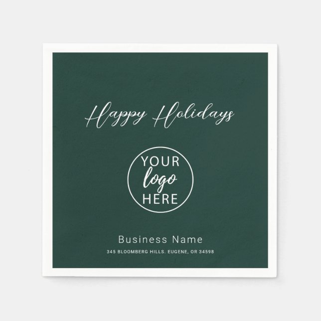 Company Logo Christmas Happy Holidays Napkins Serviette (Vorderseite)