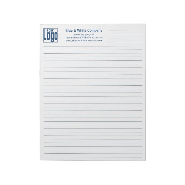 Company Logo Contact Blue Line College Rule Notizblock (Rotiert)