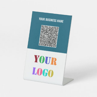 Company Logo Text QR Code Pedestal Sign Template Sockelschild