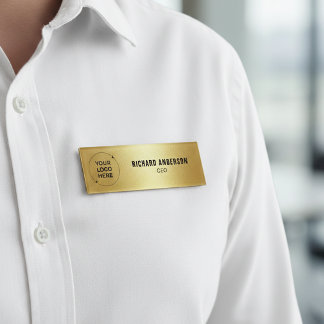 Company Owners Name Tag | Luxury Gold Texture Namenschild
